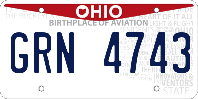 OH license plate GRN4743