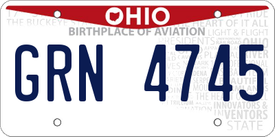 OH license plate GRN4745