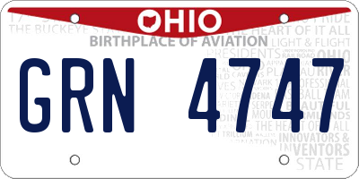 OH license plate GRN4747