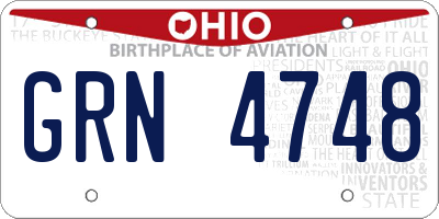 OH license plate GRN4748