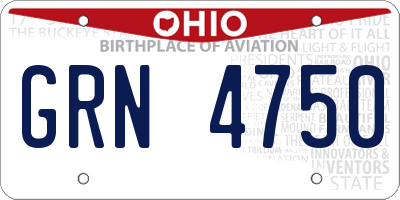 OH license plate GRN4750