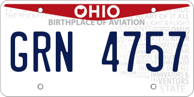 OH license plate GRN4757