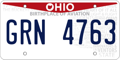OH license plate GRN4763