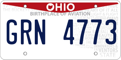OH license plate GRN4773