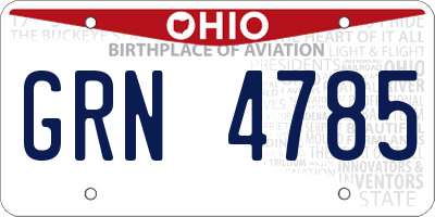 OH license plate GRN4785