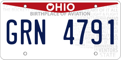 OH license plate GRN4791