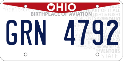 OH license plate GRN4792