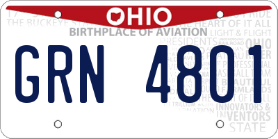 OH license plate GRN4801