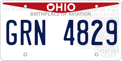 OH license plate GRN4829