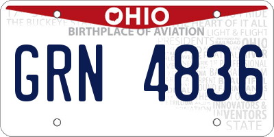OH license plate GRN4836