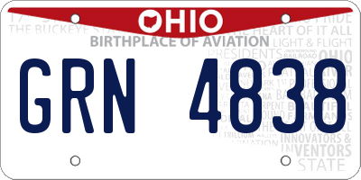 OH license plate GRN4838