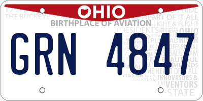 OH license plate GRN4847