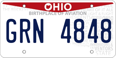 OH license plate GRN4848