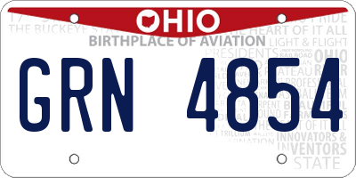 OH license plate GRN4854