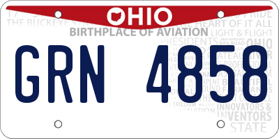 OH license plate GRN4858
