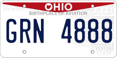 OH license plate GRN4888