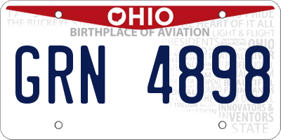 OH license plate GRN4898