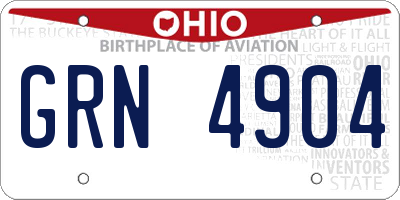 OH license plate GRN4904