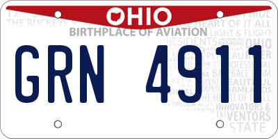 OH license plate GRN4911