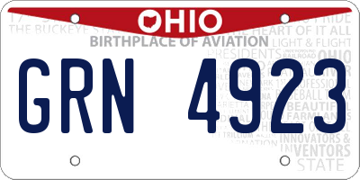 OH license plate GRN4923
