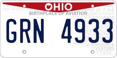 OH license plate GRN4933