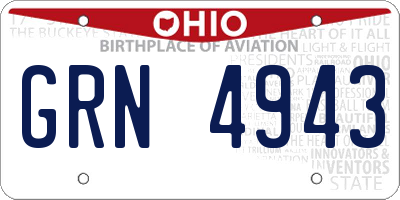 OH license plate GRN4943