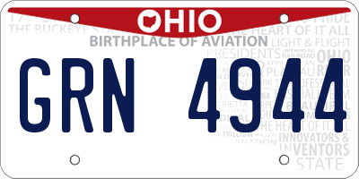 OH license plate GRN4944