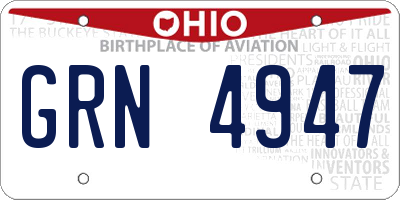 OH license plate GRN4947