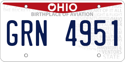 OH license plate GRN4951