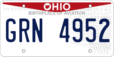 OH license plate GRN4952