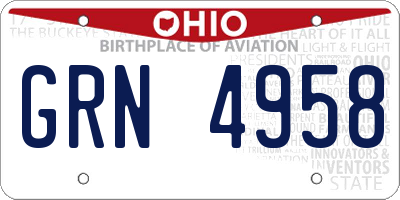 OH license plate GRN4958