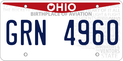 OH license plate GRN4960