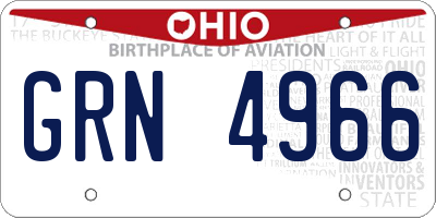 OH license plate GRN4966