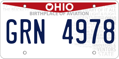 OH license plate GRN4978