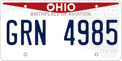 OH license plate GRN4985