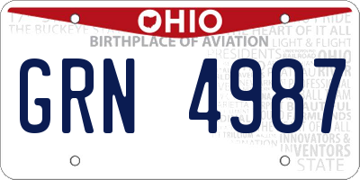 OH license plate GRN4987