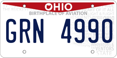 OH license plate GRN4990