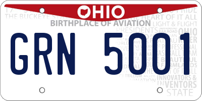 OH license plate GRN5001
