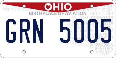 OH license plate GRN5005