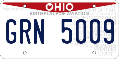 OH license plate GRN5009