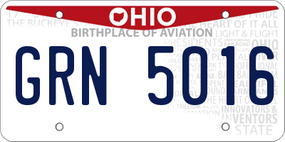 OH license plate GRN5016