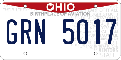 OH license plate GRN5017