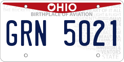 OH license plate GRN5021