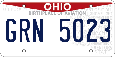 OH license plate GRN5023