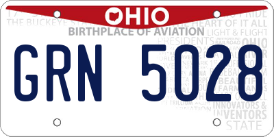 OH license plate GRN5028