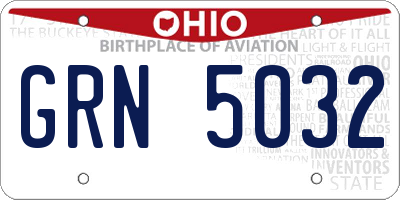 OH license plate GRN5032