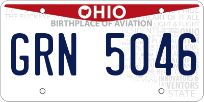 OH license plate GRN5046