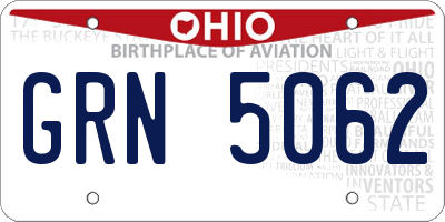 OH license plate GRN5062
