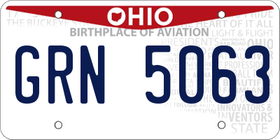 OH license plate GRN5063