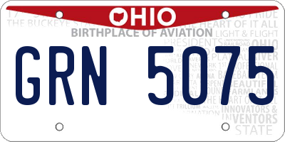 OH license plate GRN5075